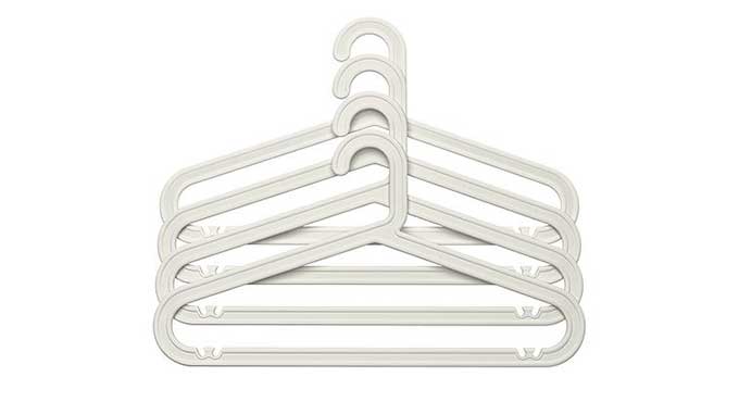 white plastic clothes hangers