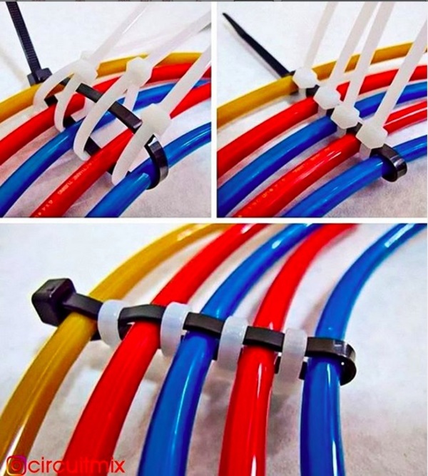 Cable wrapping with zip-ties, via @circuitmix on Instagram