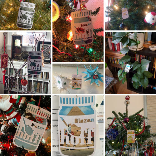 Blazenhoff Industries holiday card/ornament “in the wild” (2020) Made using vintage album covers, postcards, and Marimekko postcards